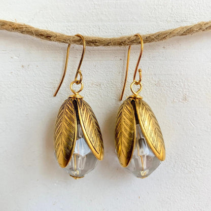 Earrings - Crystals & Leaves
