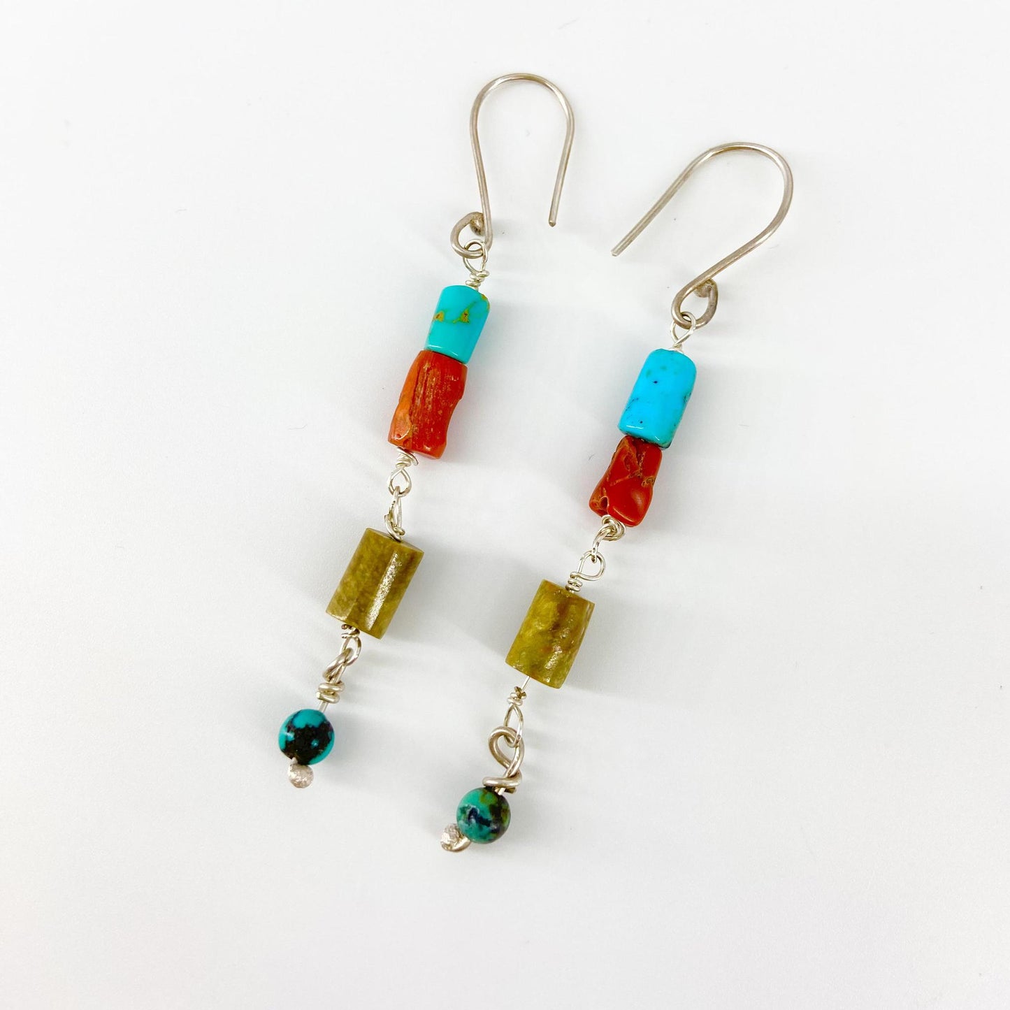 Earrings - Sterling, Coral, and Turquoise Originals