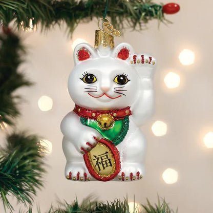 Ornament - Blown Glass - Lucky Cat