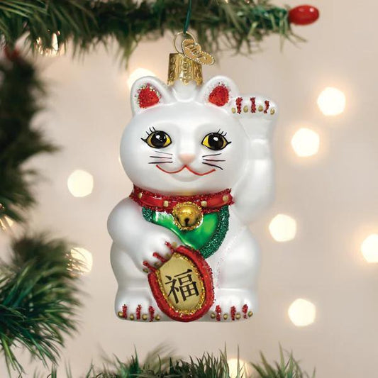 Ornament - Blown Glass - Lucky Cat