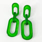 Earrings - Cable Chain Drop Post - Green - Resin