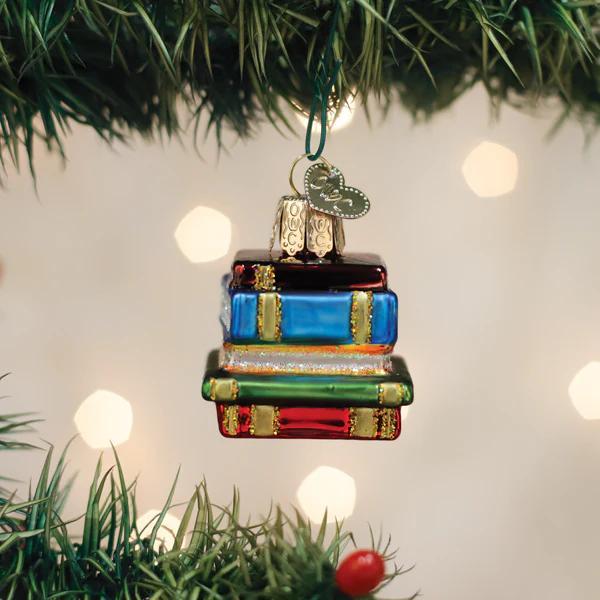 Ornament - Blown Glass - Mini Stack of Books