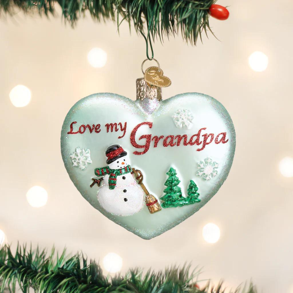 Ornament - Blown Glass - Grandpa Heart