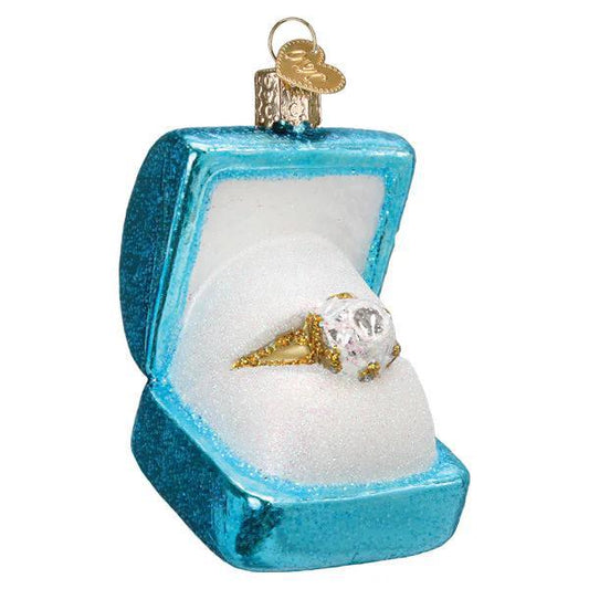 Ornament - Blown Glass - Something Blue Ring Box