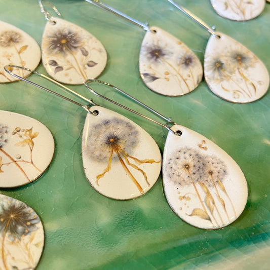 Earrings  - Dandelions - Enamel