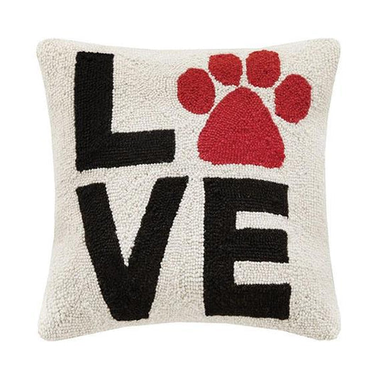 Pillow - Love Paw Print - Hooked Wool