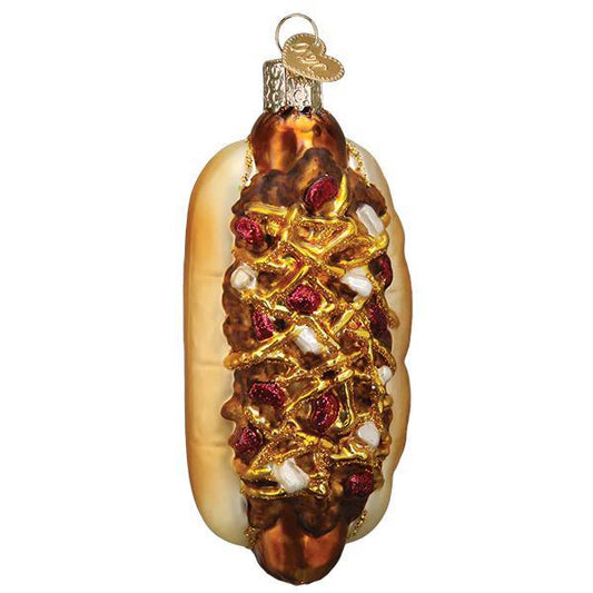 Ornament - Blown Glass - Chili Cheese Dog