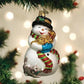 Ornament - Blown Glass - Snowman with Playful Pets