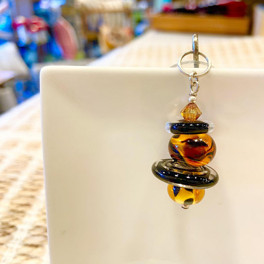 Pendant -  Animal Prints  - 5 Beads & Sterling Silver