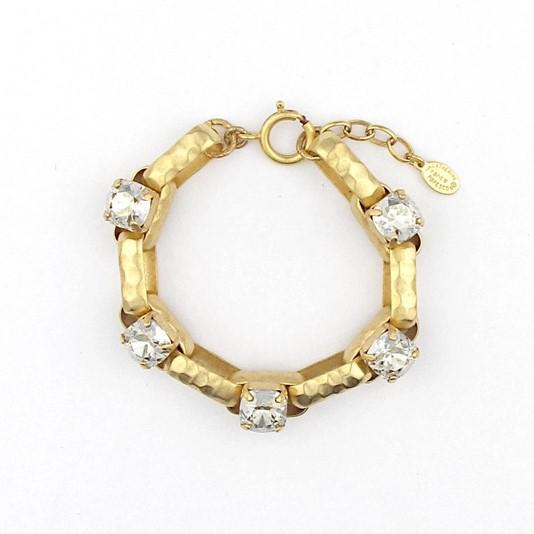 Bracelet - Sculpted Crystal - Gold & Crystal