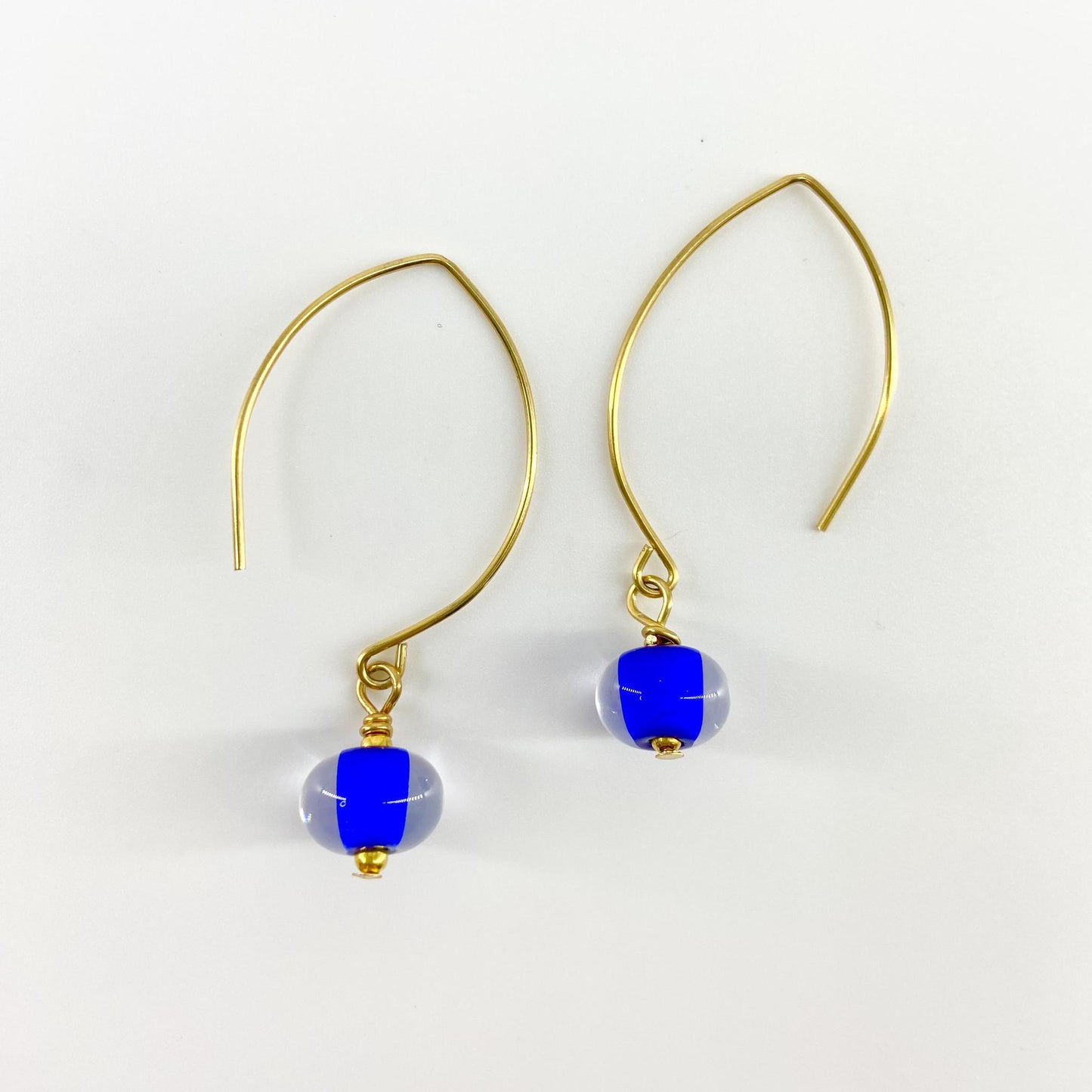 Earrings - Encased Cobalt Blue - Glass & Goldfill (Video)