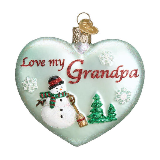 Ornament - Blown Glass - Grandpa Heart