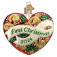 Ornament - Blown Glass - 2024 First Christmas Heart