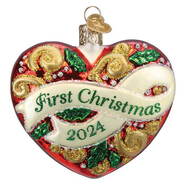 Ornament - Blown Glass - 2024 First Christmas Heart