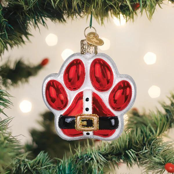 Ornament - Blown Glass - Santa Paws
