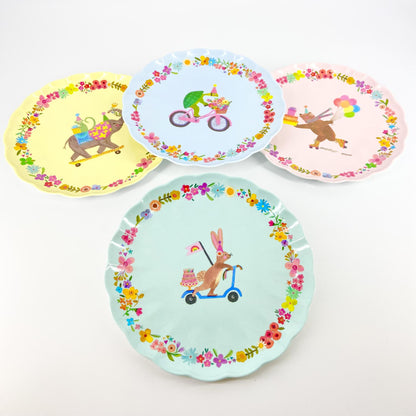 Plate - Scalloped Melamine - 9.5" Faux Ceramic - Elephant