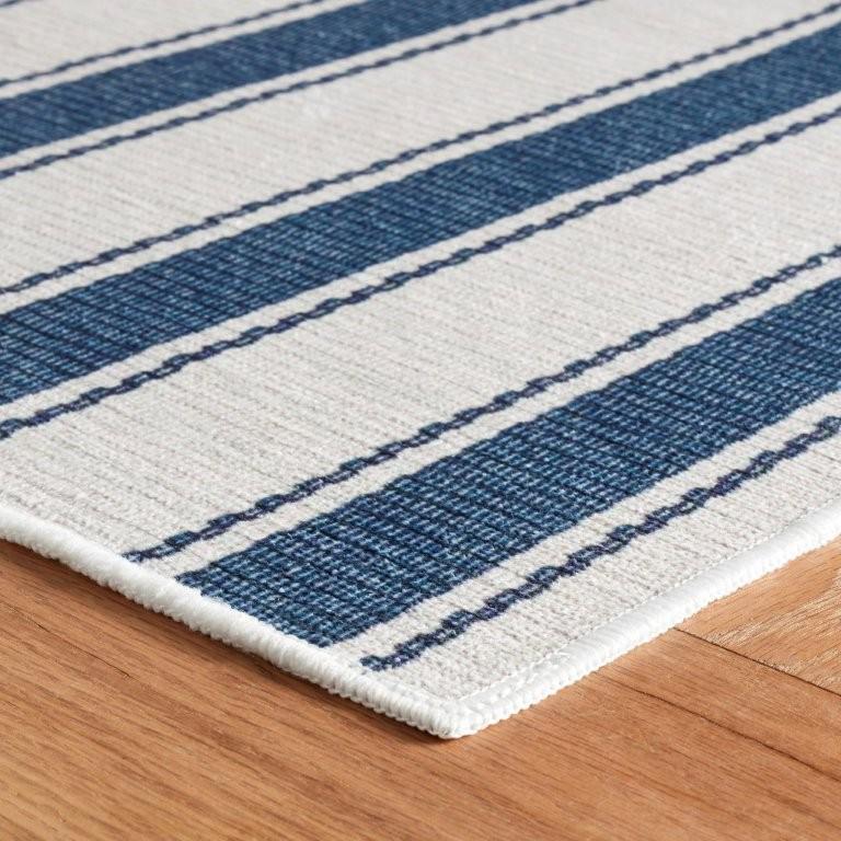 Rug - Machine-Washable - Blue Awning Stripe