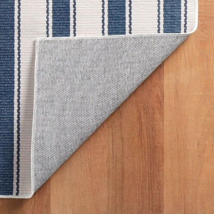 Rug - Machine-Washable - Blue Awning Stripe