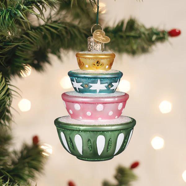 Ornament - Blown Glass - Stacked Mixing Bowls