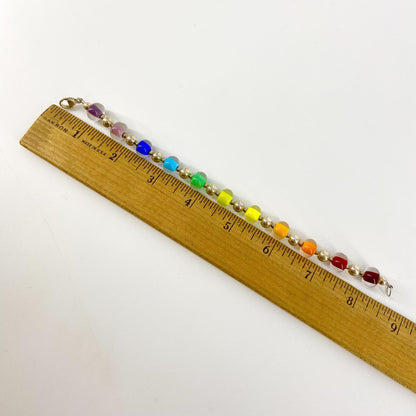 Bracelet - Glass Pearl & Sterling - Rainbow