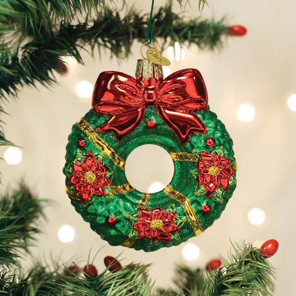 Ornament - Blown Glass - Christmas Wreath
