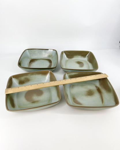 Frankoma Pottery pieces. Part of a vintage collection of 119 pieces. Collectible vintage set of Frankoma Plainsman Woodland Moss tableware.