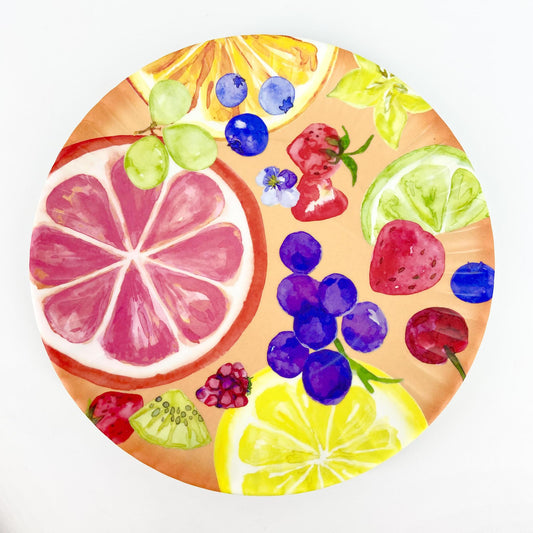 Plate - Citrus Fruit on Orange - Melamine - 9"