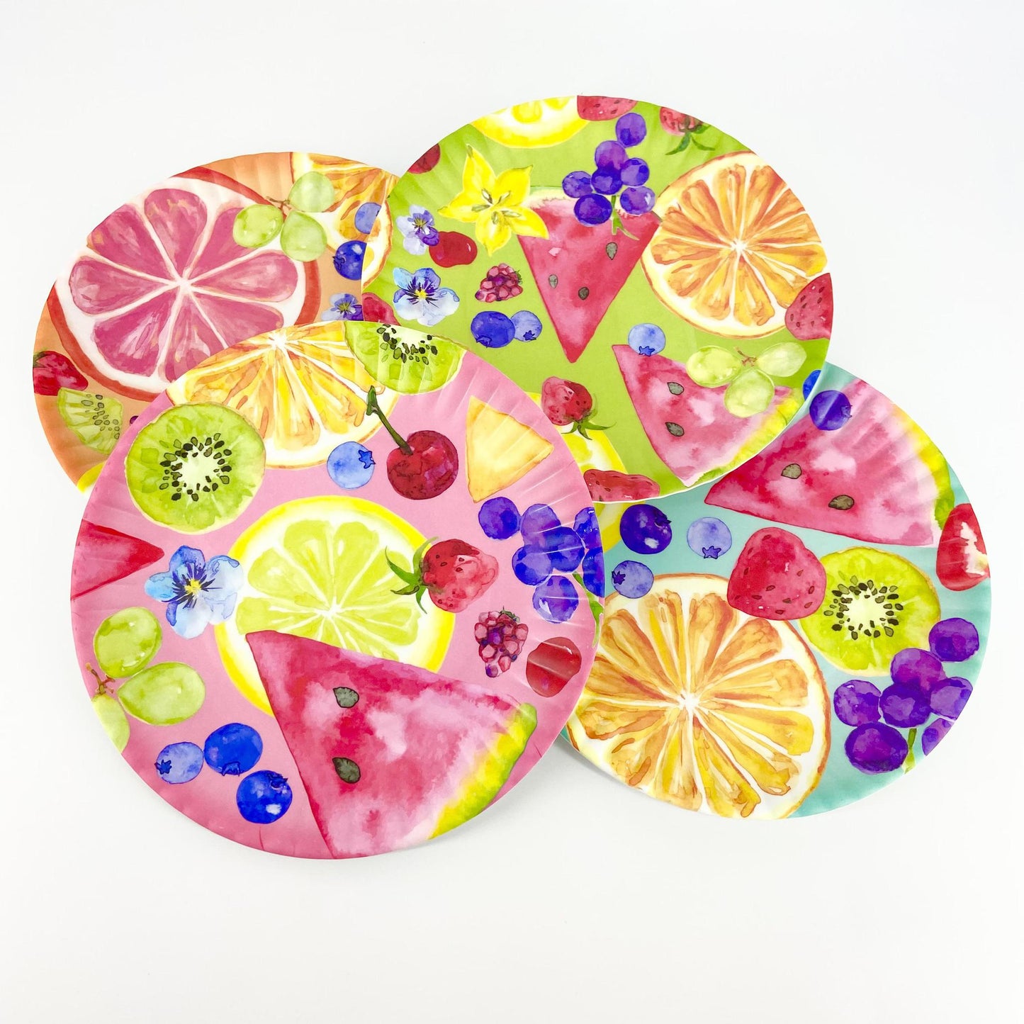 Plate - Citrus Fruit on Pink - Melamine - 9"