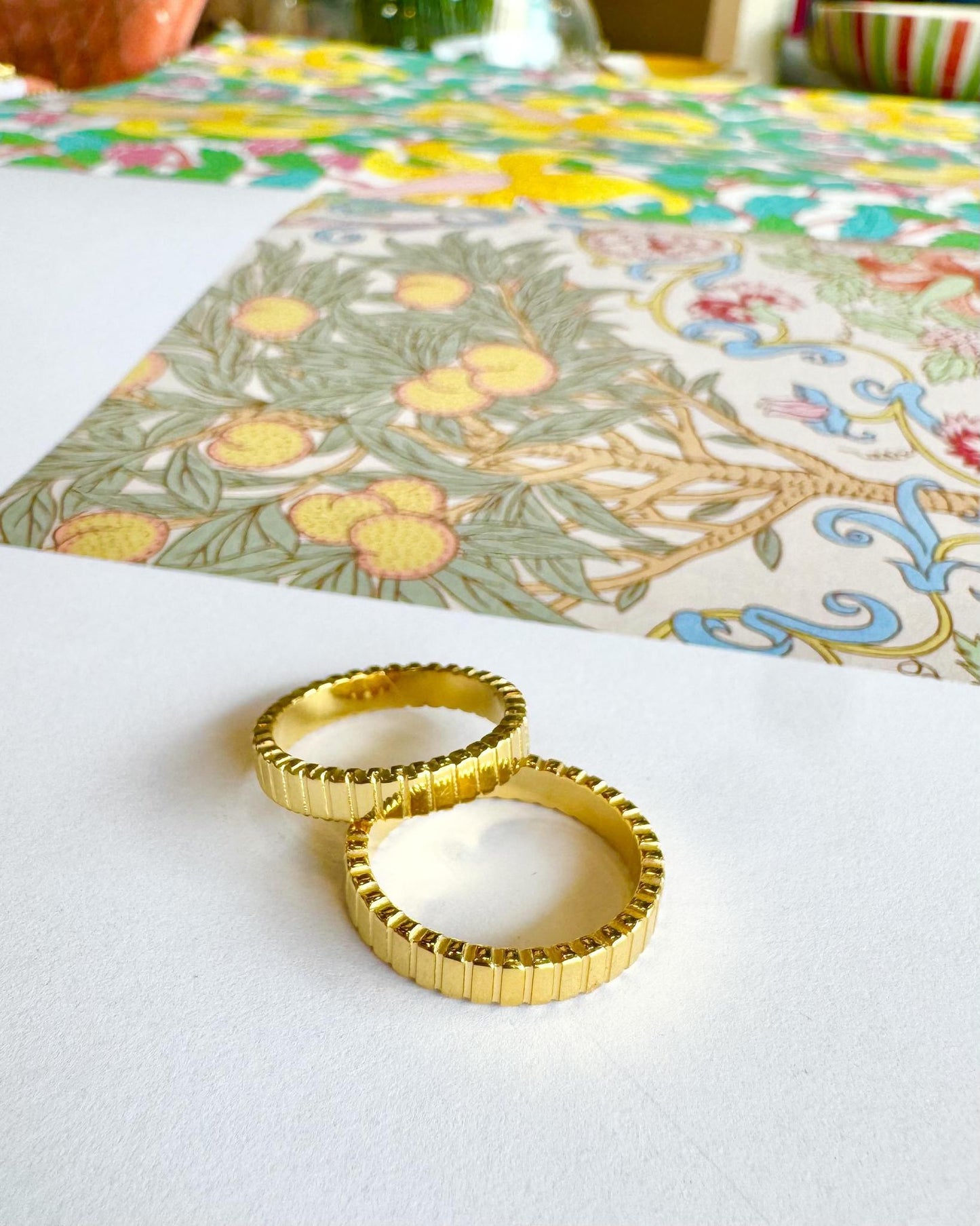 Ring - Fluted - Waterproof Gold
