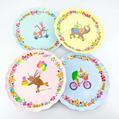 Plate - Scalloped Melamine - 9.5" Faux Ceramic - Elephant