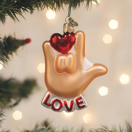 Ornament - Blown Glass - Love Sign Language