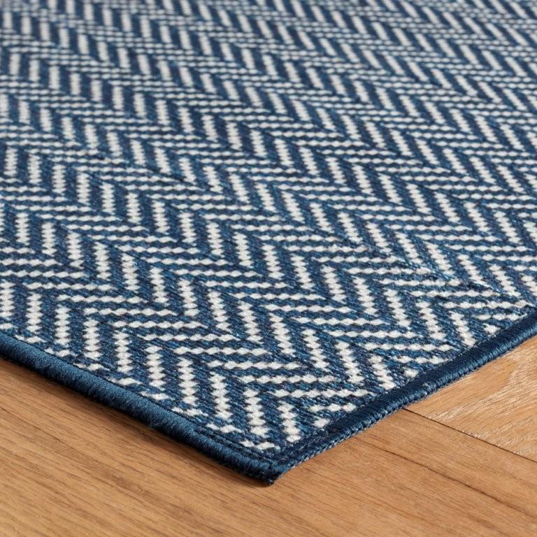 Rug - Machine-Washable - Herringbone Navy