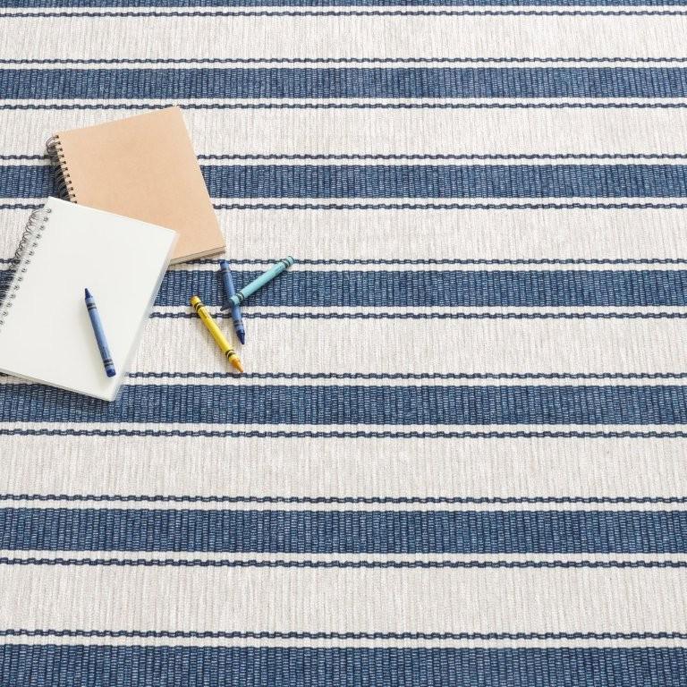 Rug - Machine-Washable - Blue Awning Stripe