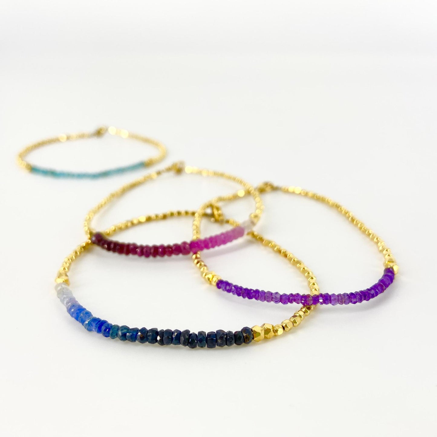 Bracelet - Mini Bead - Sapphire Fade - 18kt Gold Vermeil