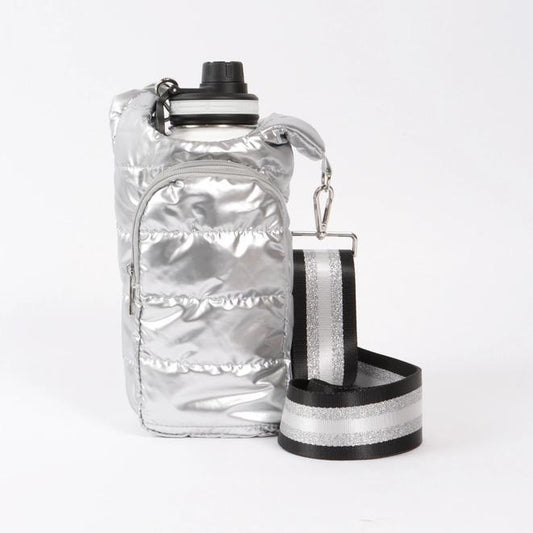 Crossbody Bag - Puffer for Water Bottle/Phone - Silver