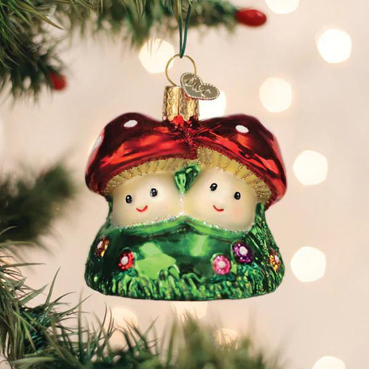 Ornament - Blown Glass - Happy Mushrooms