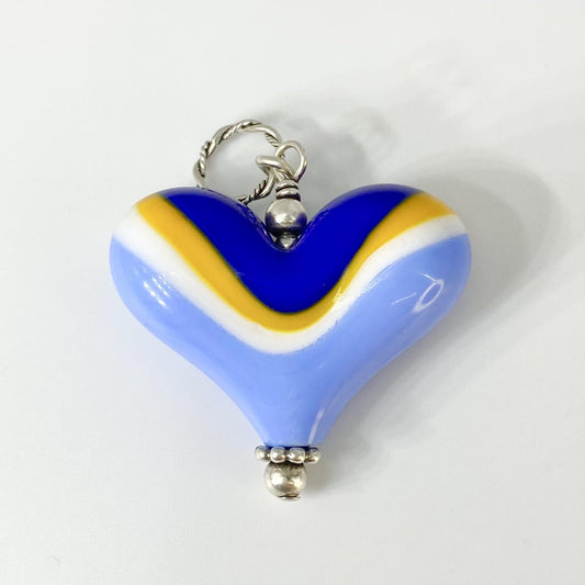 Pendant -  "Royals" Landscape Heart - Glass & Sterling