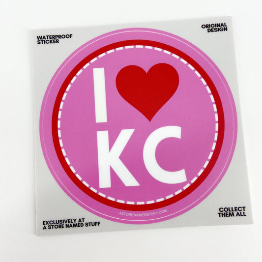 Sticker - I (Heart) KC - Pink/Red Circle