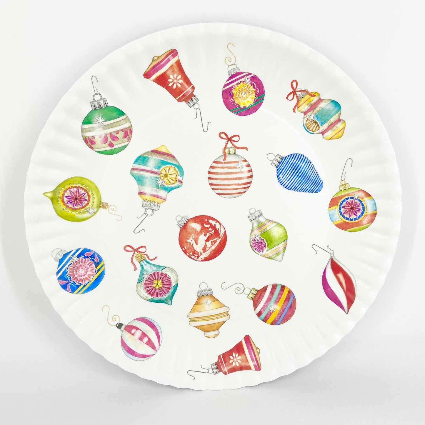 Platter - "Paper Plate" Melamine - Scattered Ornaments