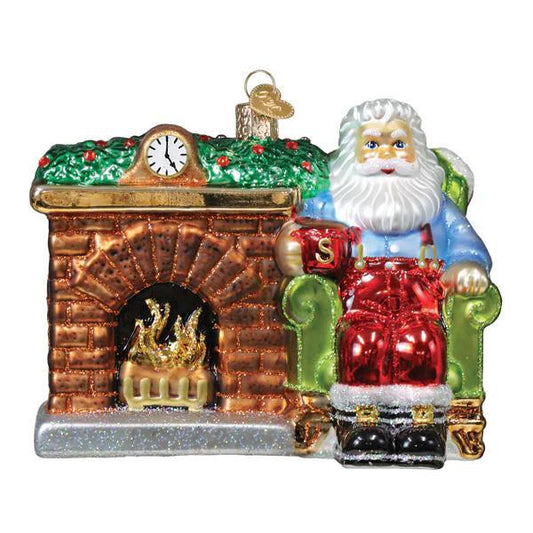 Ornament - Blown Glass - Santa at the Hearth