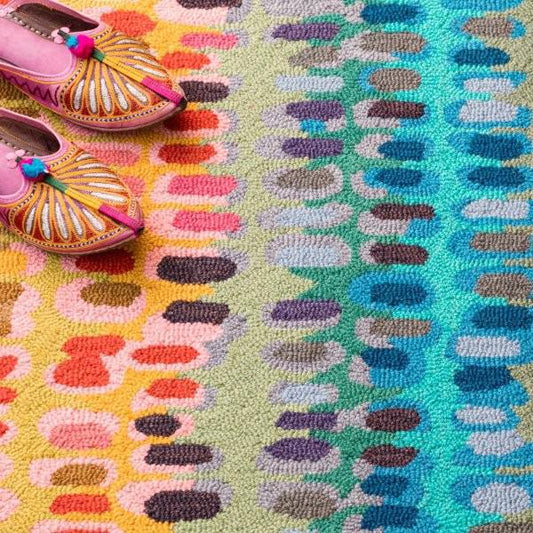 Rug - Micro Hooked Wool - Paint Chip Multi