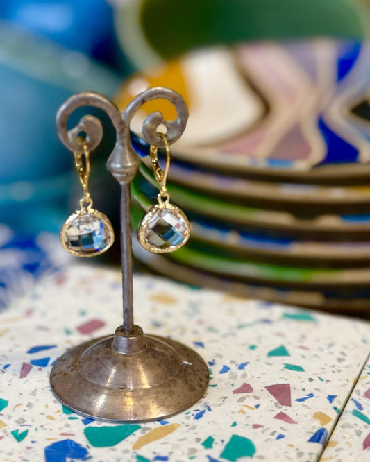 Earrings - "Clear" Crystal Drops - 14k Gold on Sterling