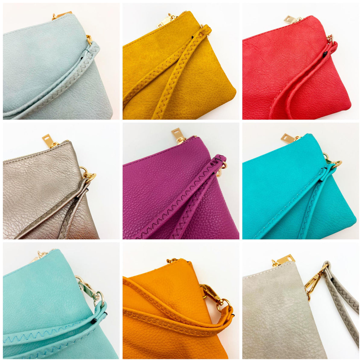 4 in 1 Handbag - Crossbody/Clutch/Wristlet - Pale Orange