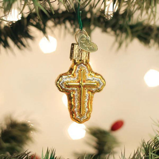 Ornament - Blown Glass - Mini Cross