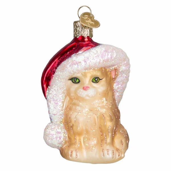 Ornament - Blown Glass - Santa's Kitten