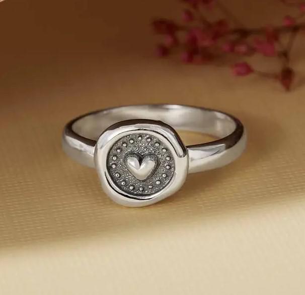 Ring - Heart Ringed By Dots - Sterling Silver