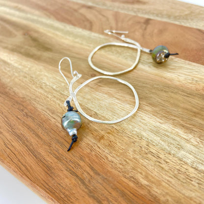 Earrings - Sterling/Pearl/Leather Originals