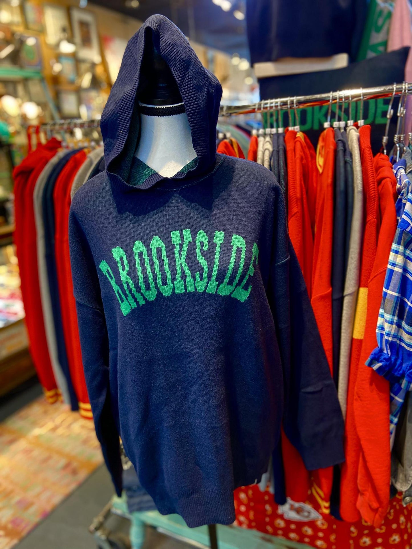 Oversized Hooded Sweater - BROOKSIDE - Unisex - Kelly On Navy