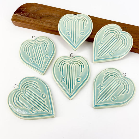 Decoration/Ornament - KC Fountain Heart  - Aqua