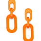 Earrings - Cable Chain Drop Post - Bright Orange - Resin